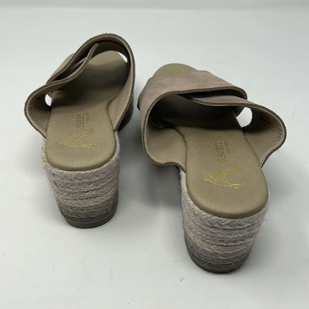 Apaseart Tan Neutral Colored Straw Bottom Platform Sandals Made In Spain Size 37